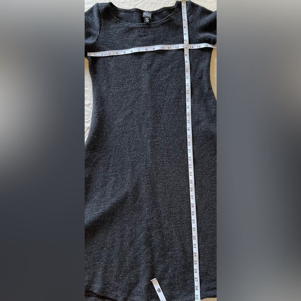 Eileen Fisher Black Knit Fit & Flare Dress Handkerchief Hem Sz S - Picture 5 of 5